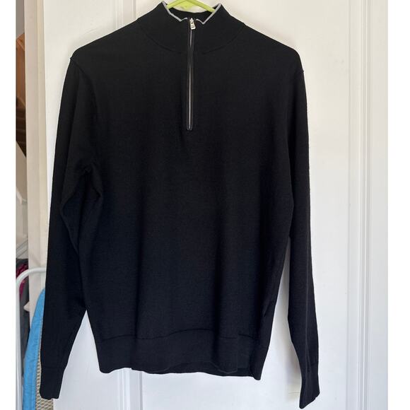 Peter Millar Excursionist Flex 1/4 Zip Pullover L Black Merino Wool MF24XS03 - Picture 2 of 9